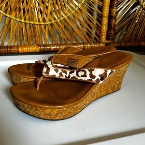UGG Natassia Leopard Calf Wedge Sandals. Great condition, minimal signs of wear.